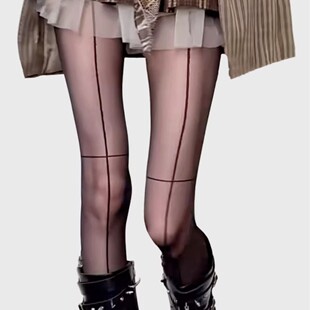 十字竖条丝袜y2k亚文化千禧风虾线超薄连裤袜性感高透打底袜