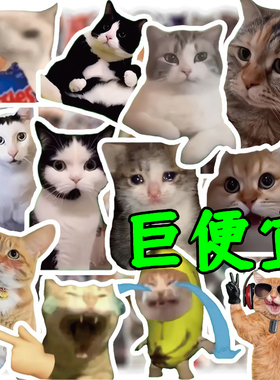 300张猫meme贴纸可爱搞笑鬼畜猫咪ins风表情包梗图素材手账本贴画