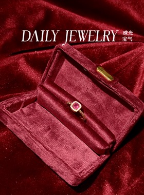 S925精工银材质镶嵌天然粉蓝宝可爱方糖款戒指小众轻奢高级感圣诞