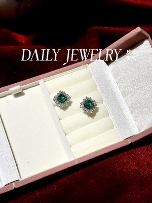 人工培育彩宝石祖母绿糖塔切割耳钉S925纯银精工银精致轻奢高级感