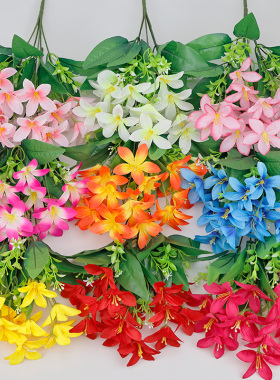 现货多头小百合花小把束盆栽仿真花假花家居装饰摄影道具绢花卉