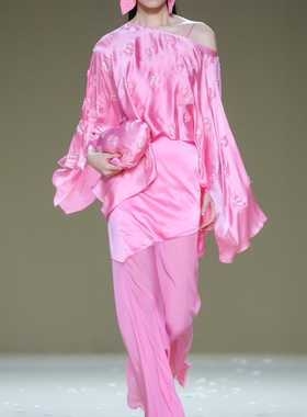 VAN SUNSUN VAN上善2025夏季|茜色罗曼史100桑蚕丝套装裙