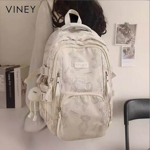 Viney书包女2026新款大容量双肩包轻便百搭背包初高中学生旅行包