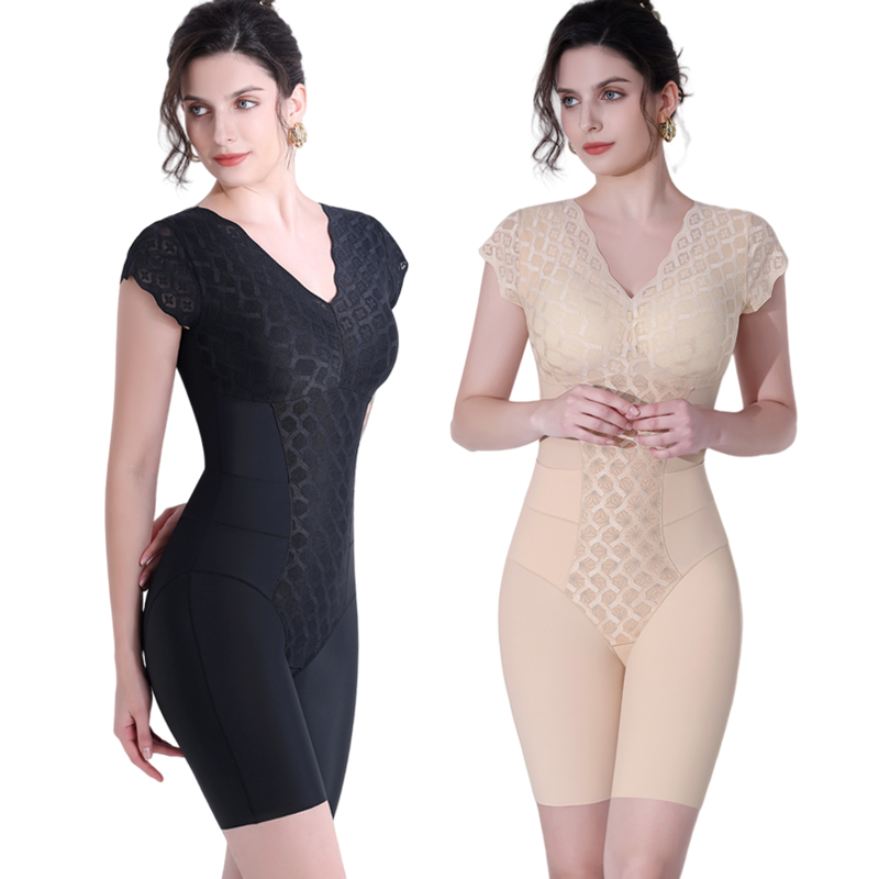 收腹后脱塑身衣连体带胸垫束腰提臀产后塑形美体短袖束身衣收肚子