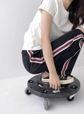 包邮！秋款~运动风纽扣设计松紧高腰内里磨毛直筒裤 0.46KG