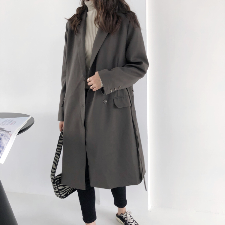 包邮!7097#品质好货!口袋设计厚实气质女长款西装外套   0.98KG