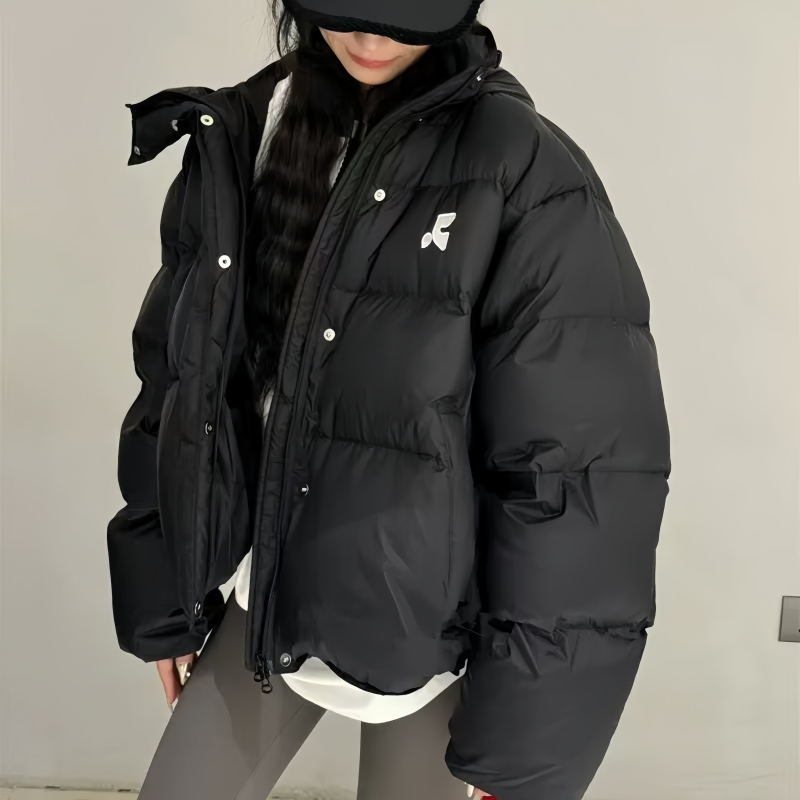 糖果色刺绣连帽90白鸭绒羽绒服