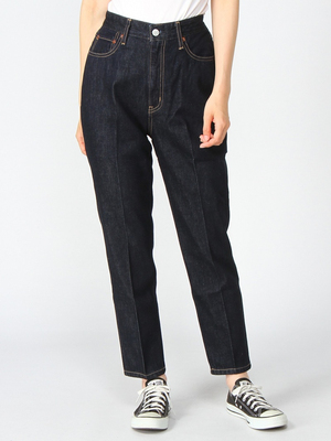 包邮！1501#日单尾货~GW柔软高腰纯棉松紧腰直筒女牛仔裤  0.44KG