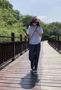 休闲裤 松紧高腰简约纯色直筒宽松垂感西裤 1801 0.36KG 包邮