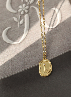 火漆熔岩复古烛台不规则欧美烛光项链钛钢镀18K金