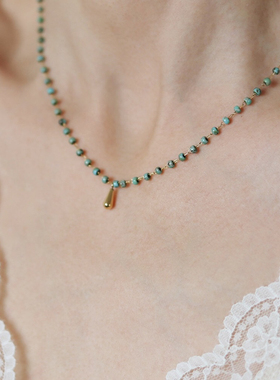 小众米珠水滴吊坠项链锁骨链