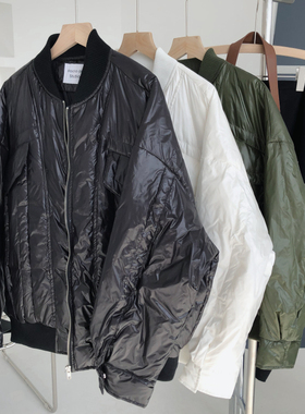 包邮！J1788#90白鸭绒！帅气女棒球服双口袋拉链冬款羽绒服0.67KG