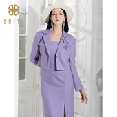 2025冬季 上衣温柔氛围感紫色外套女 浪漫立体花饰长袖 新品 百丝法式