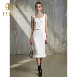 复古两件套连衣裙设计感时尚 百丝修身 气质蕾丝套裙女 新品 2025冬季