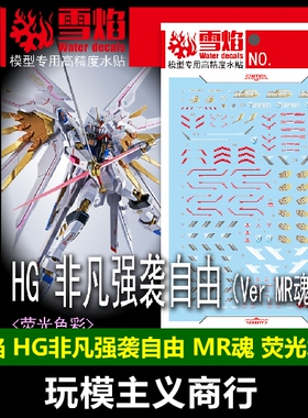 包邮 雪焰 HG-96 HG 1/144 非凡强袭自由 模型 MR魂样式 荧光水贴