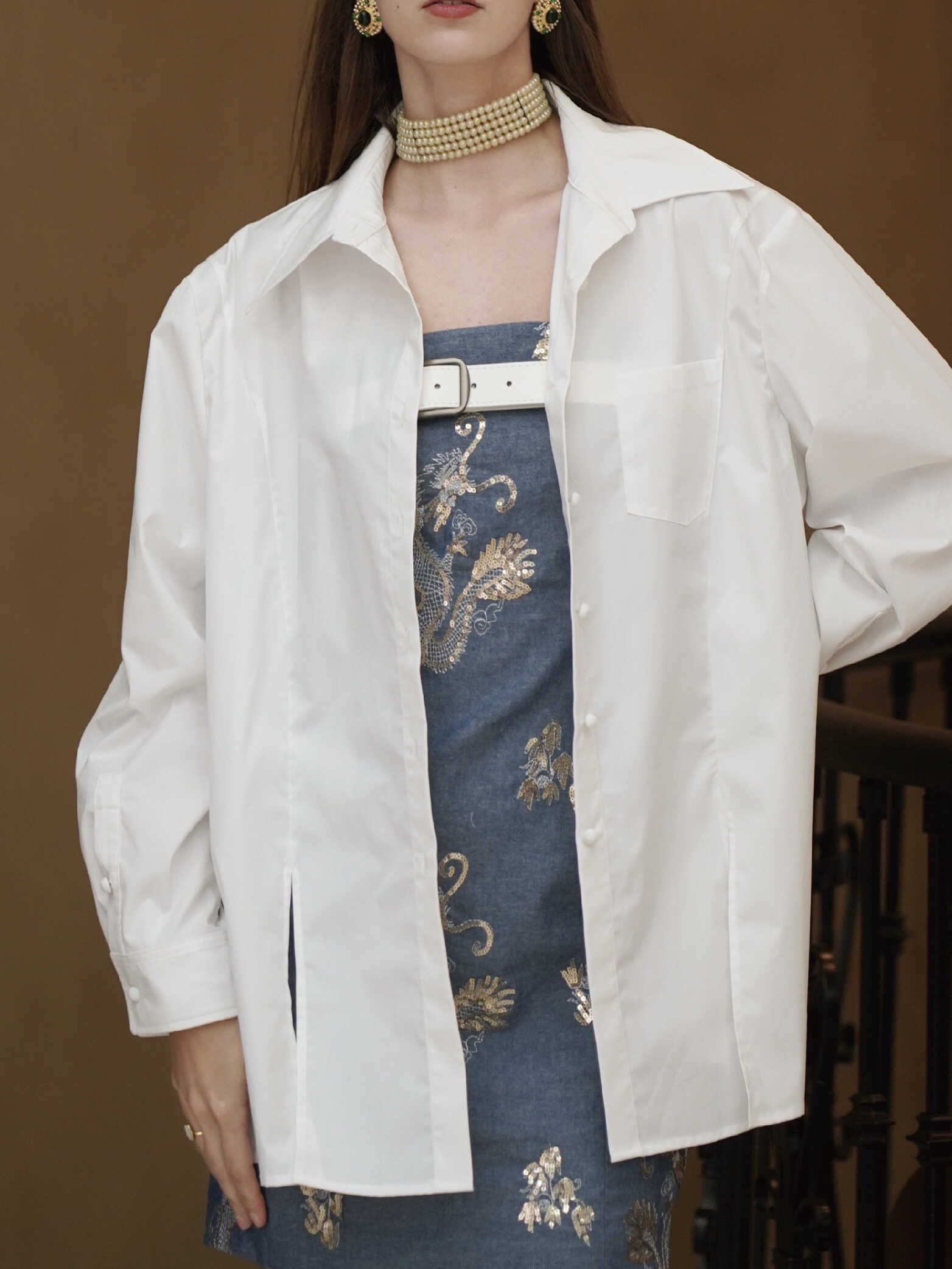 长袖55%棉衬衫高级感宽松