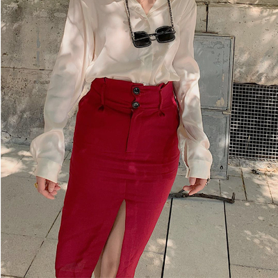 开叉半身裙sibleu花苞裙