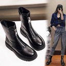 真皮厚底马丁靴女2025新款冬季冬天黑色瘦瘦靴英伦风短靴靴子女靴