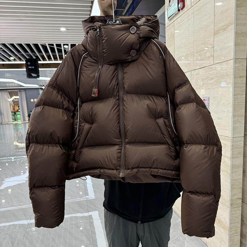 短款连帽加厚大码羽绒服女面包服