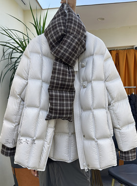 95白鸭绒中长款圆领围巾羽绒服女