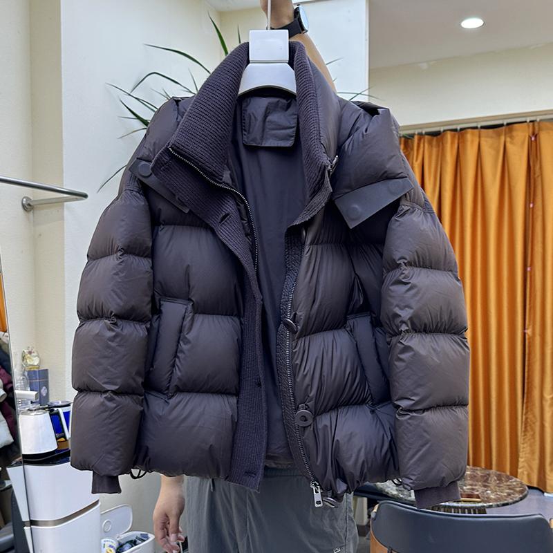 短款商场同款针织拼连帽羽绒服