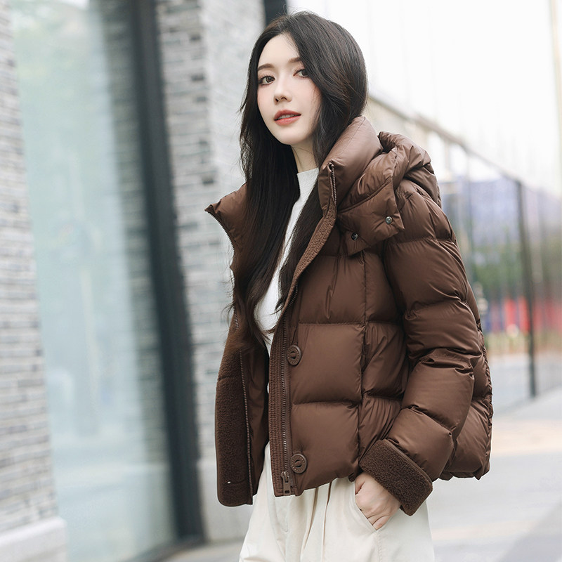 短款加厚羽绒服女小个子外套连帽