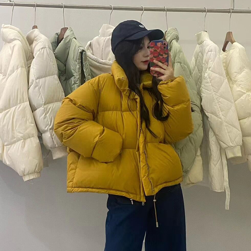 欧洲站2025冬季新款羽绒服女短款简约时尚立领面包服宽松保暖外套