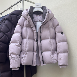 90白鸭绒撞色连帽加厚短羽绒服女2025冬季新款休闲保暖面包服外套