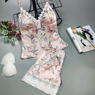 women pajamas Sexy sexy split suspender printed lingerie