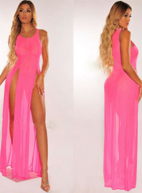 Erotic lingerie sexy women's suspender slit dress