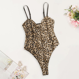 Bodysuit Print Leopard Lingerie Temptation Erotic Sexy Sling