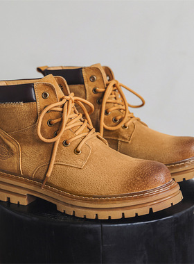 增高厚底四季新款马丁靴新款超火复古马丁靴黄色