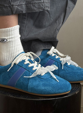 通勤男户外休闲鞋潮款夏季新款德训鞋徒步板鞋 红色 蓝色