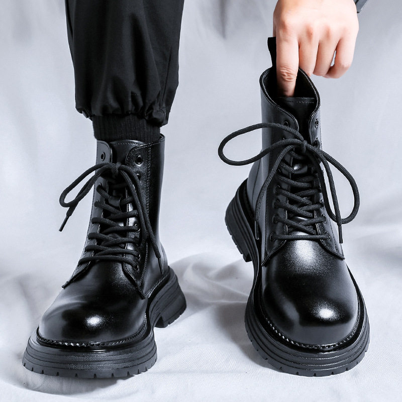 马丁靴男英伦风高帮男靴冬季加绒中帮皮鞋工装切尔西靴