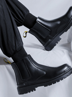 切尔西皮靴新款套筒短靴秋冬季感复古男士马丁靴