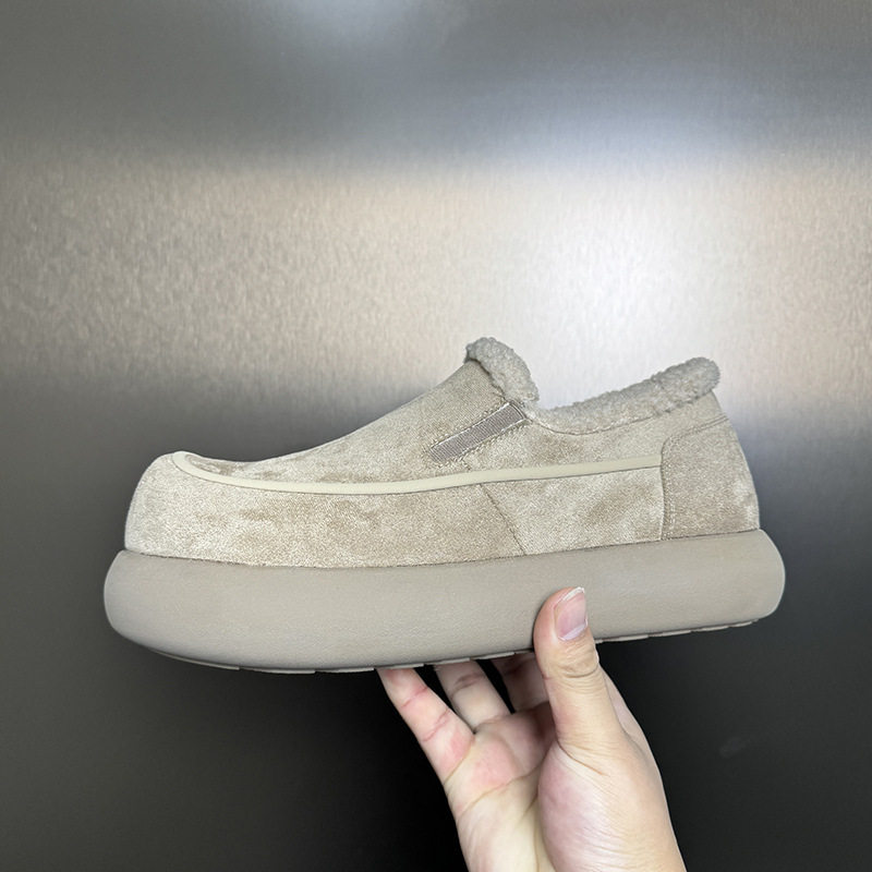 厚底圆头一脚蹬乐福穆勒男款雪地靴大土豆半托鞋外穿男鞋