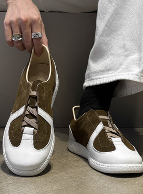 平底德训鞋夏季板鞋男女复古经典系带潮款通勤棕色  绿色