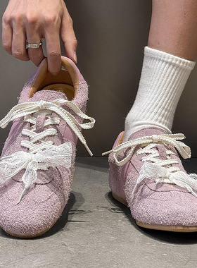 夏季新款德训鞋男户外通勤休闲潮款徒步平底鞋黄色 紫色