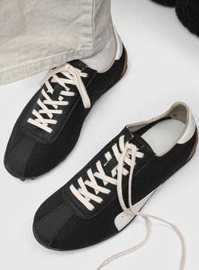 平底潮款经典复古软底百搭系带情侣款黑色黑色