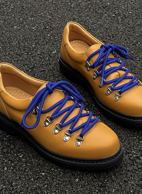 英伦小皮鞋休闲男女德比登山阿甘户外鞋潮流驼色 绿色