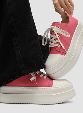 厚底松糕布面新款多色男大头通勤时尚百搭休闲板鞋红色