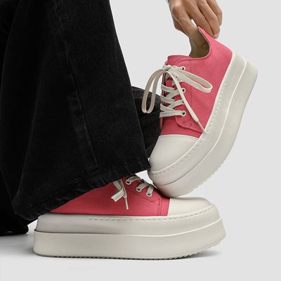 厚底松糕布面新款多色男大头通勤时尚百搭休闲板鞋红色