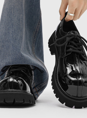 德比鞋秋冬感英伦风工装正装厚底亮面男鞋漆皮