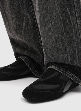 德训鞋男款一脚蹬阿甘鞋百搭平底通勤休闲冬季乐福鞋黑色