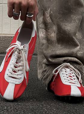 德训鞋阿甘鞋潮款经典休闲平底复古软底运动鞋情侣款红色