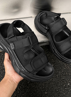 休闲凉鞋夏季新款透气沙滩户外轻便凉拖鞋黑色