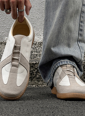 休闲鞋男士潮鞋夏季透气软底德训鞋复古百搭潮流时尚白色