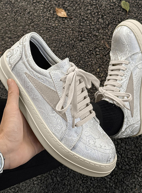 厚底板鞋男鞋美式运动休闲鞋高级感复古百搭鞋白色