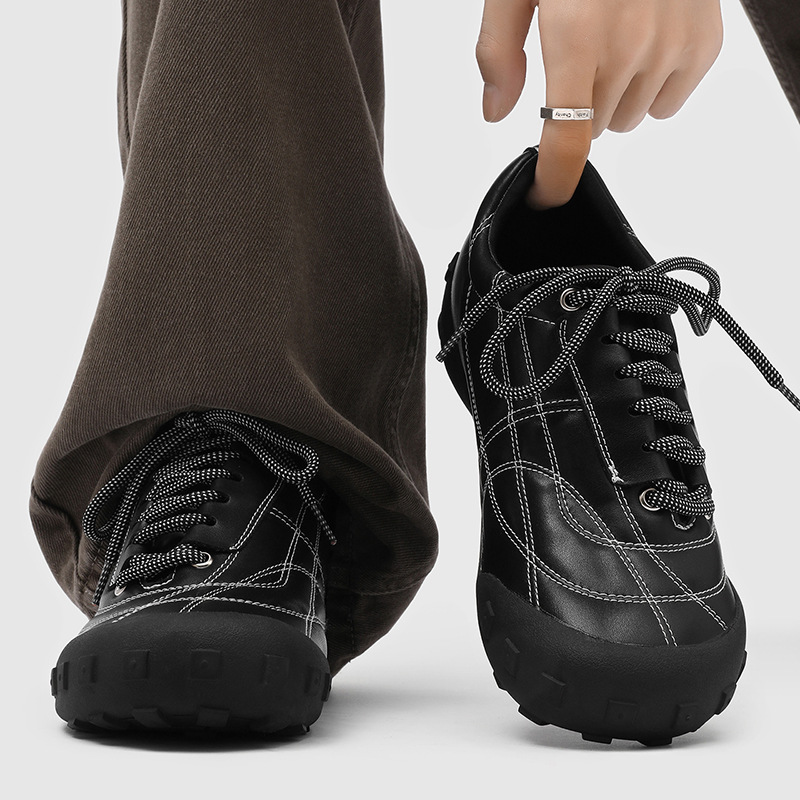 平底赛车鞋男休闲运动鞋潮款通勤圆头板鞋冬季德训鞋