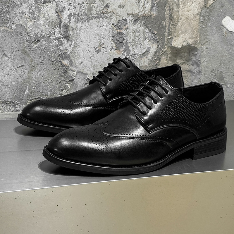 男鞋夏季透气新款结婚新郎鞋英伦商务正装男士鞋黑色